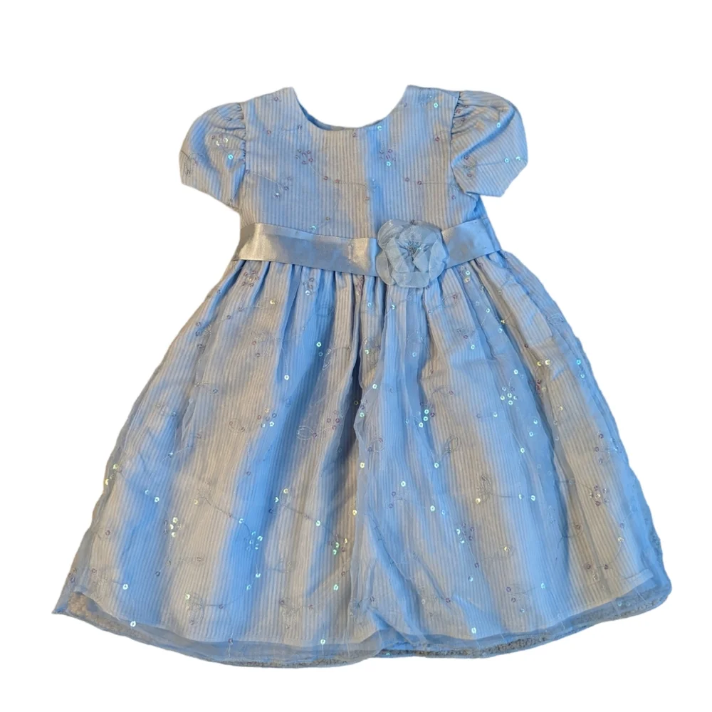 Toddler Girls Blue Shirt Sleeve Dress size 4T - Picture 4 of 5